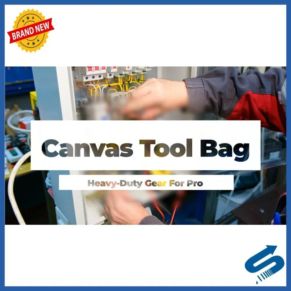 Heavy-Duty Waxed Canvas Tool Bag Organizer with 32 Pockets for Professionals